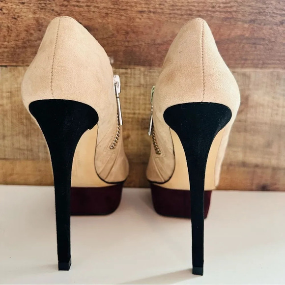 Zara Tan and Maroon Platform Heels - Picture 4 of 8